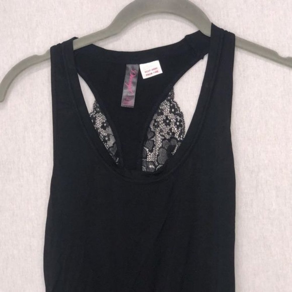 Soft Black Jersey Racerback Bodysuit, lace trim - Picture 6 of 9